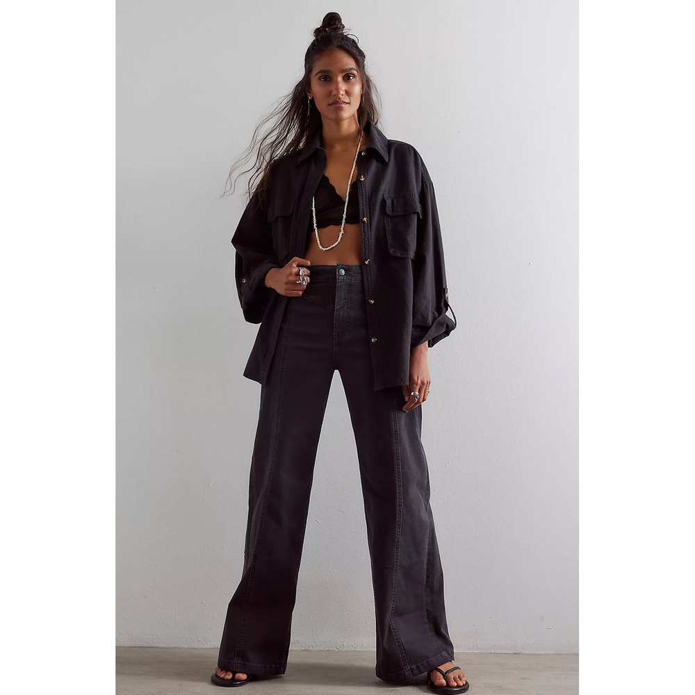 Free‎ People We The Free Libre Wide-Leg Jeans Faded Black High Rise Flare 25
